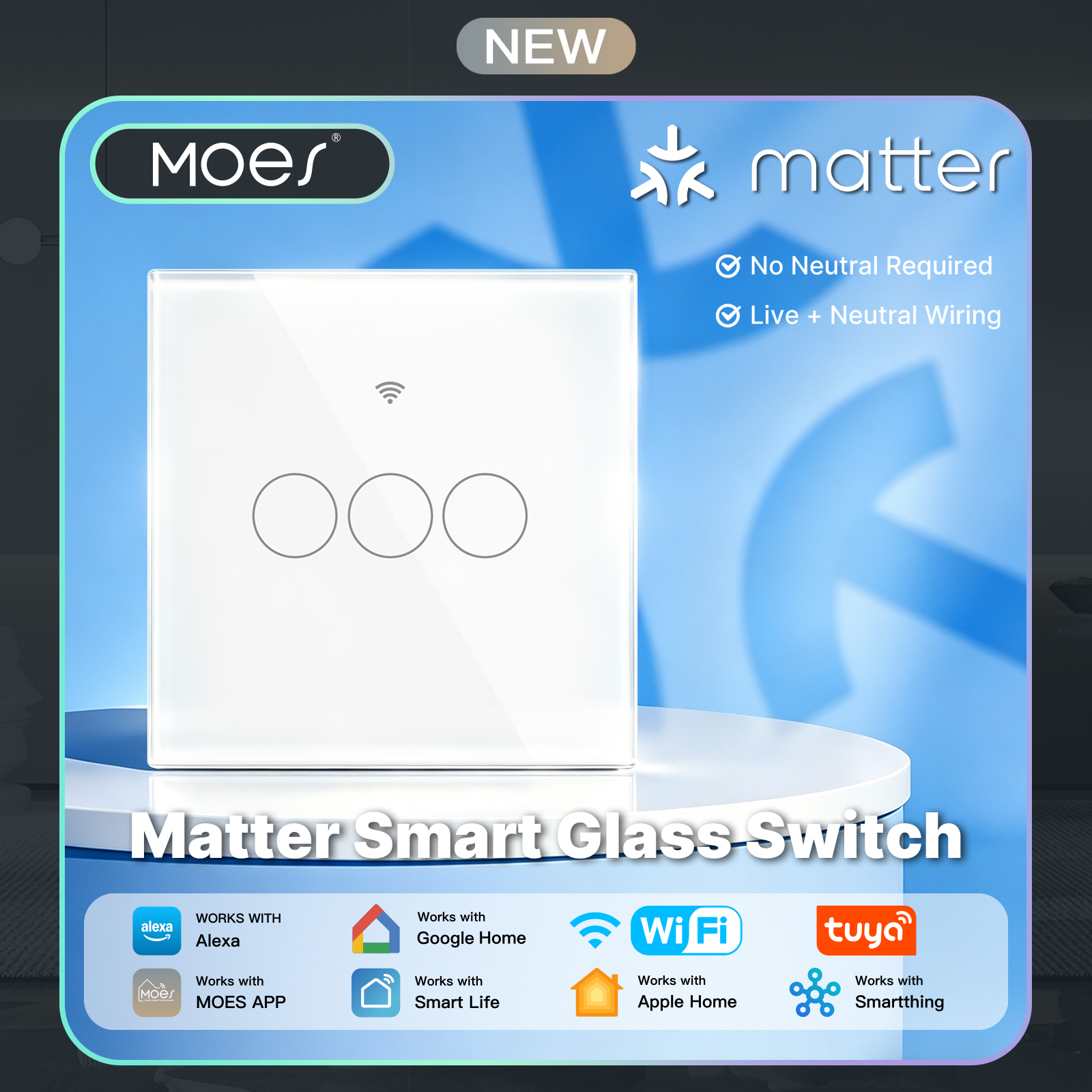 Smart Home Hub Apple - MOES Matter WiFi Smart Light Switch
